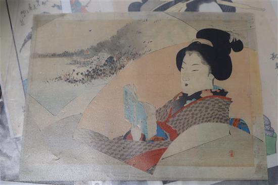 Japanese School, a group of assorted unframed woodblock prints